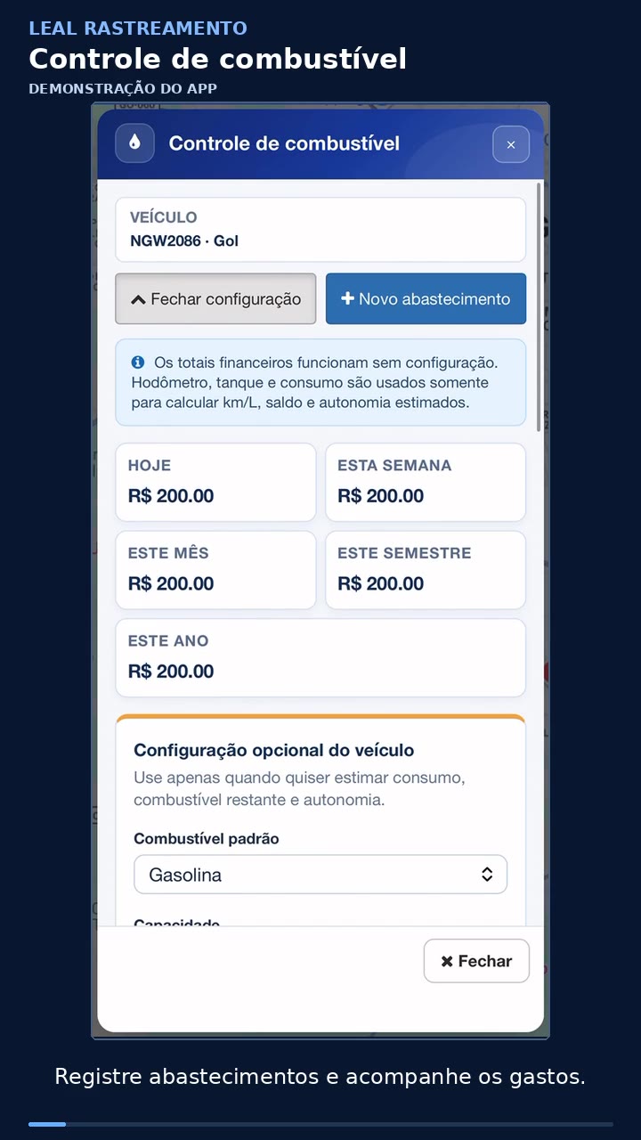 Demonstração: Controle de combustível